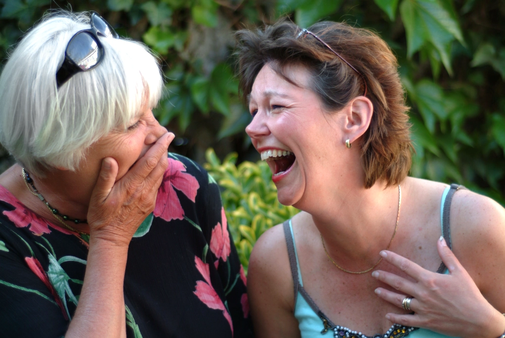 Two Women Laughing and Having Fun